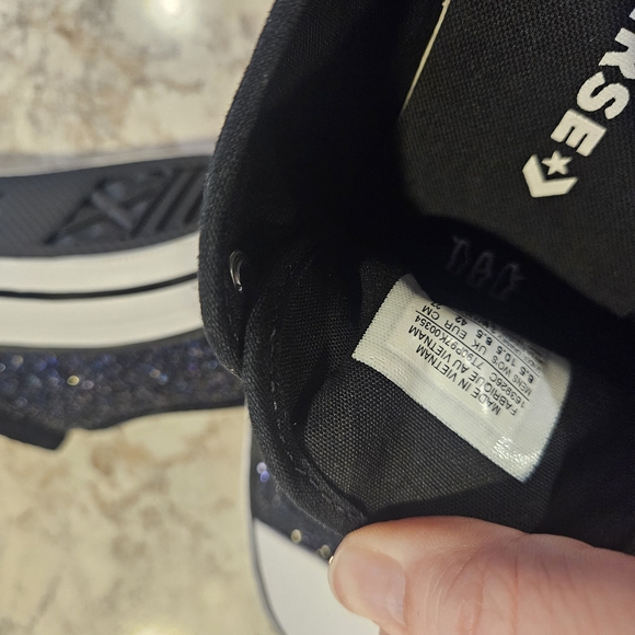 Converse Women's Sparkling Black Sneakers - Picture 3 of 6
